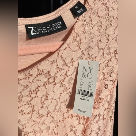 NY&Co 7th Avenue pink peplum top, NWT size XL - Picture 6 of 8